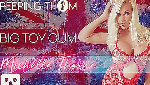 Michelle Thone - Big Toy Cum; Huge Tits Milf In Red Lingerie Solo