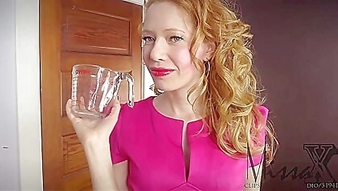 Big tits redhead milf in sexy lingerie and a blowjob