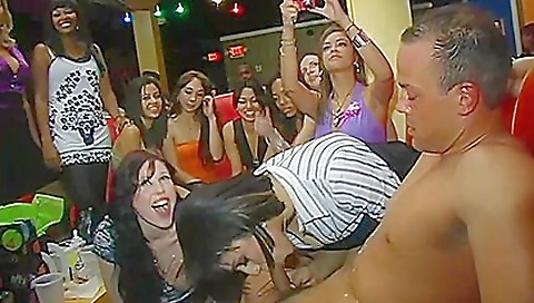 Horny group sex with hot brunette girl and her friends