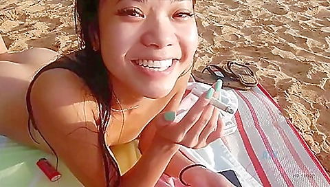 Vina flashes you while you explore until you hit the nude beach