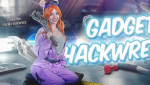 Tattooed redhead getting creampie in VR porn machine