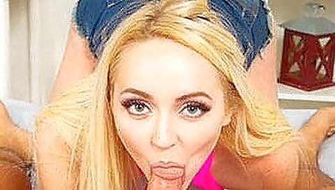 Beautiful blonde chick in vr porn enjoys a blow job