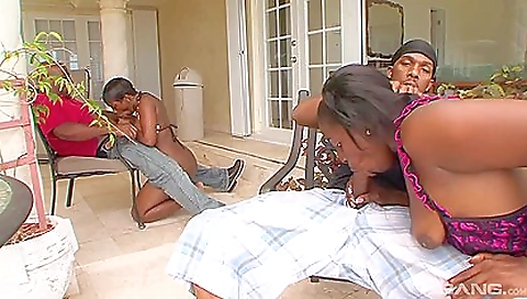 Big ass brunette fucks herself during outdoor work