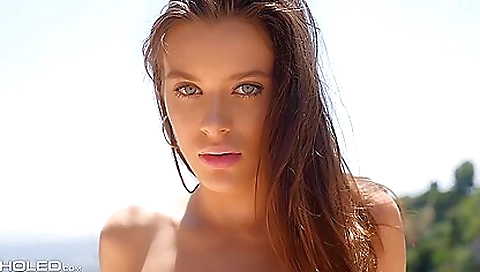 Cute brunette goes to the pool to get a nice anal fuck