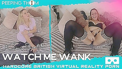 Fitting and wet solo sex in the bedroom with a big blonde