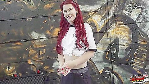 Beautiful redhead with an ass and a booty goes for it