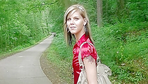 Blonde in a sexy outfit with a ponytail gets a facial