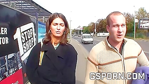 Hot brunette milf sucks and fucks in outdoor scene