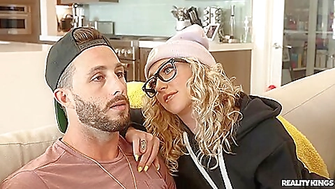 Blonde in sexy lingerie takes a fantastic pleasure with a vibrator