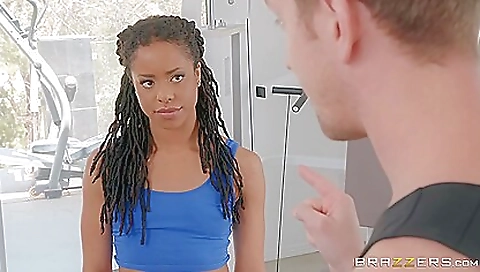 Ebony brunette 18+ with small tits fucked by a guy