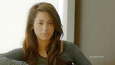 Slender brunette is solo naked and sucking her own twat