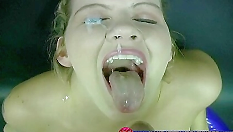 Busty amateur brunette getting a hot facial on her face